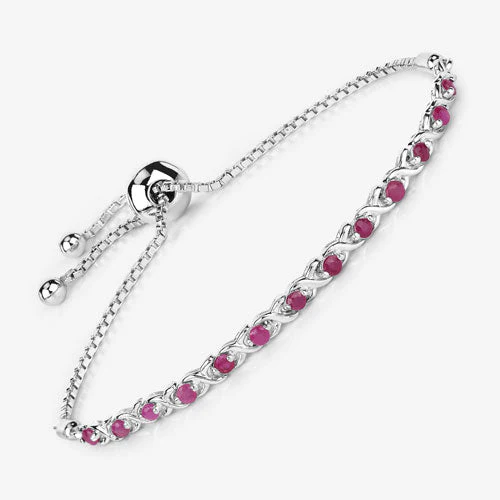 0.88 Carat Genuine Ruby .925 Sterling Silver Bracelet - Image 10