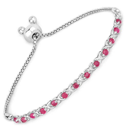 0.88 Carat Genuine Ruby .925 Sterling Silver Bracelet - Image 4