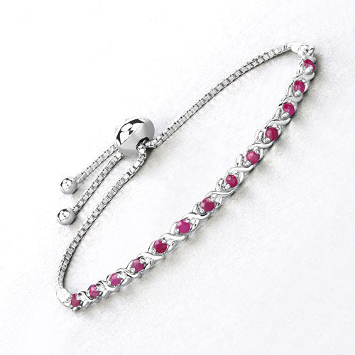 0.88 Carat Genuine Ruby .925 Sterling Silver Bracelet - Image 7