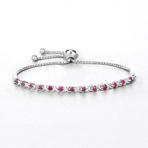 0.88 Carat Genuine Ruby .925 Sterling Silver Bracelet - Image 8