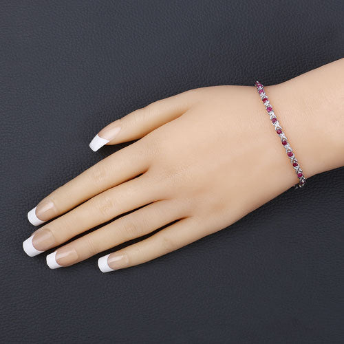 0.88 Carat Genuine Ruby .925 Sterling Silver Bracelet - Image 9