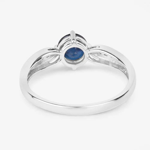 0.89 Carat Genuine Blue Sapphire and White Diamond 10K White Gold Ring - Image 7