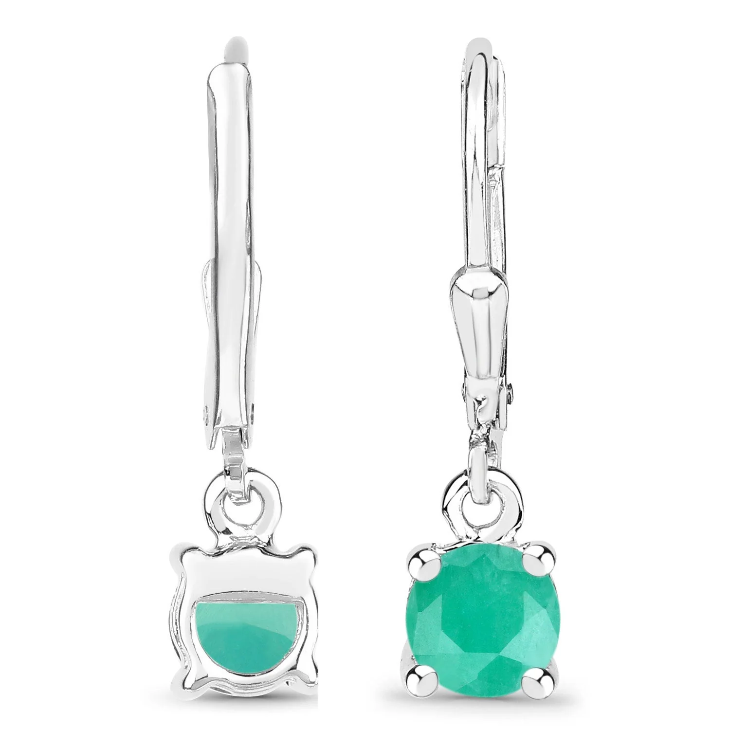 0.92 Carat Genuine Emerald .925 Sterling Silver Earrings - Image 3