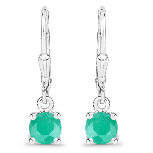 0.92 Carat Genuine Emerald .925 Sterling Silver Earrings - Image 4