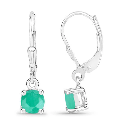 0.92 Carat Genuine Emerald .925 Sterling Silver Earrings - Image 5
