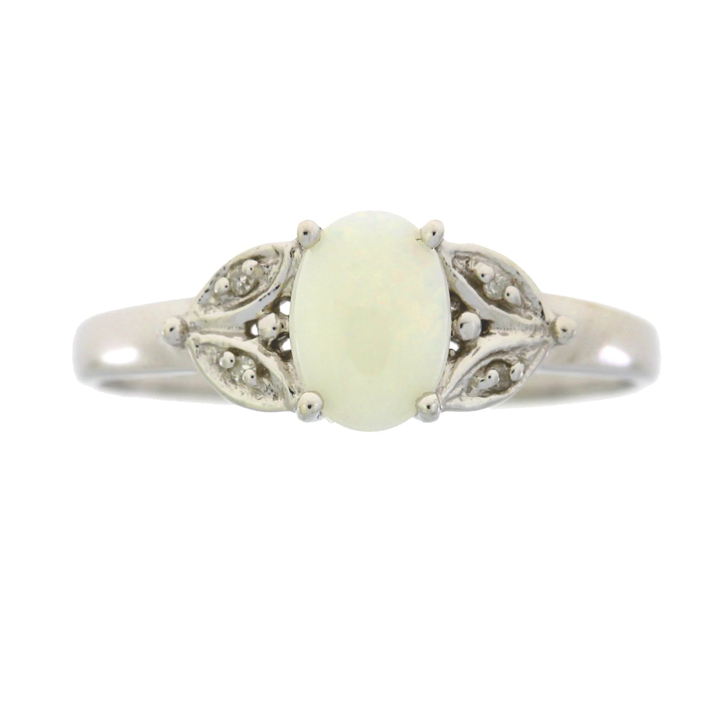 .01ct Opal Diamond Ring 10KT White Gold