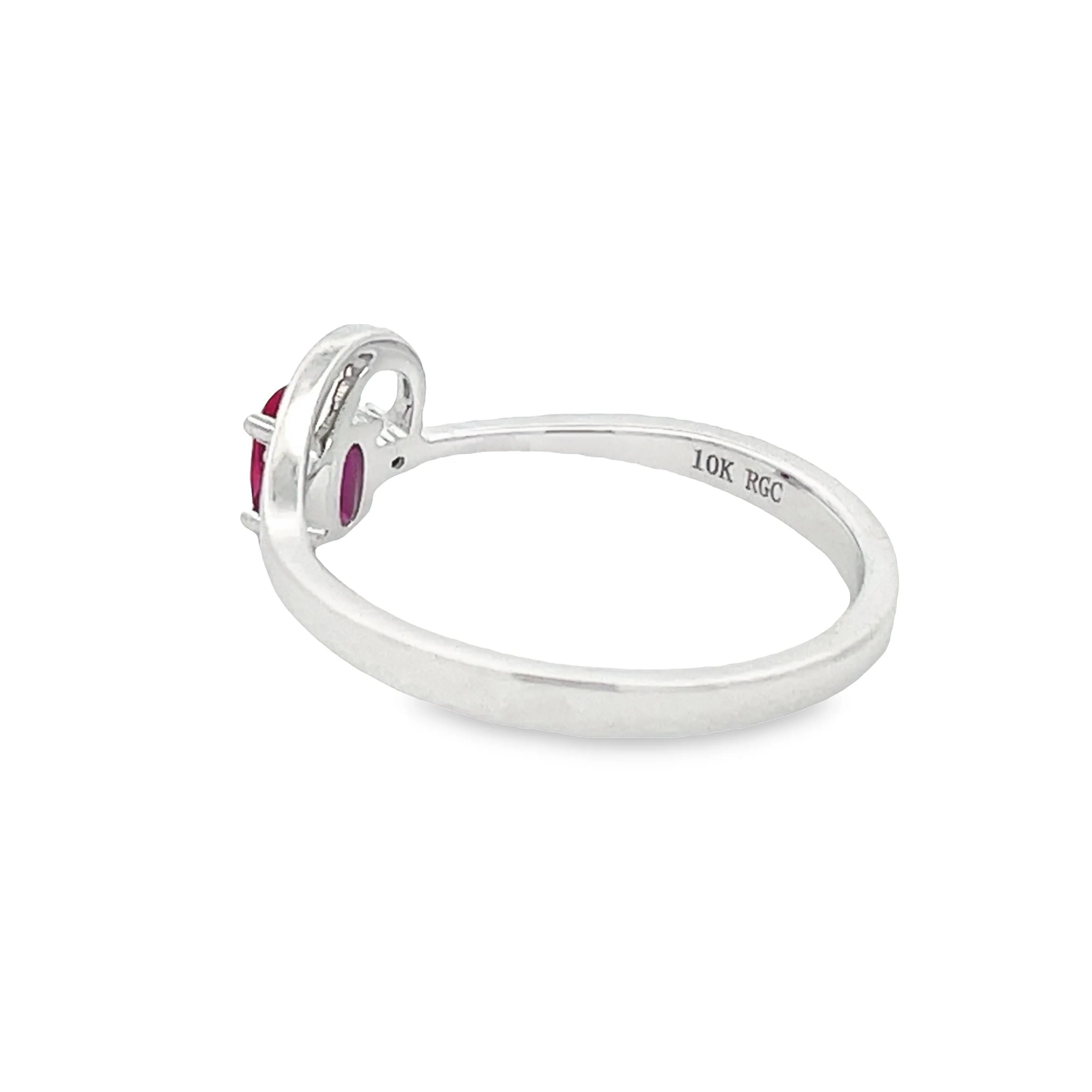 .02ct Created Ruby Diamond Ring 10KT White Gold - Image 2