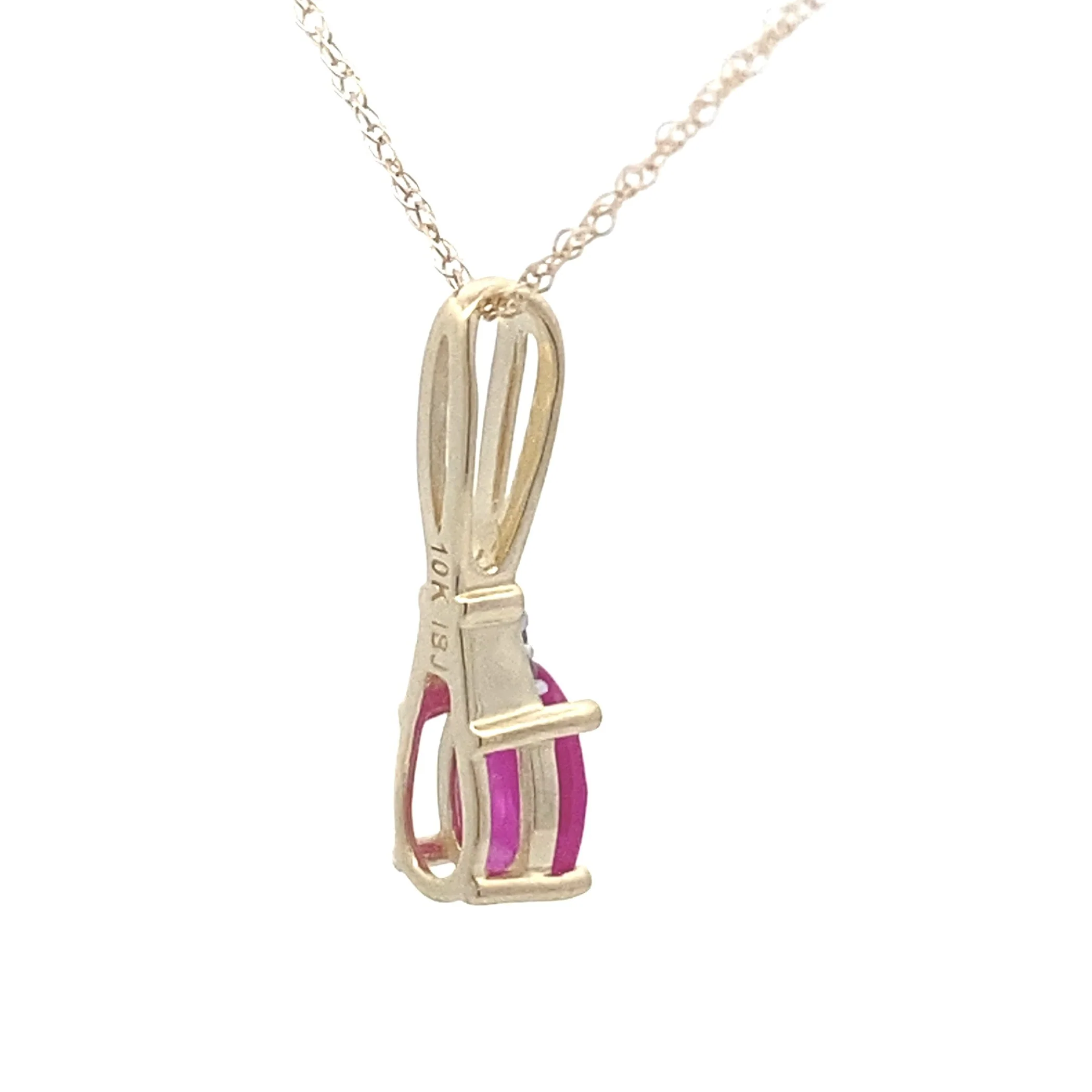 .02ct Ruby Diamond Fashion Pendants 10KT Yellow Gold - Image 2