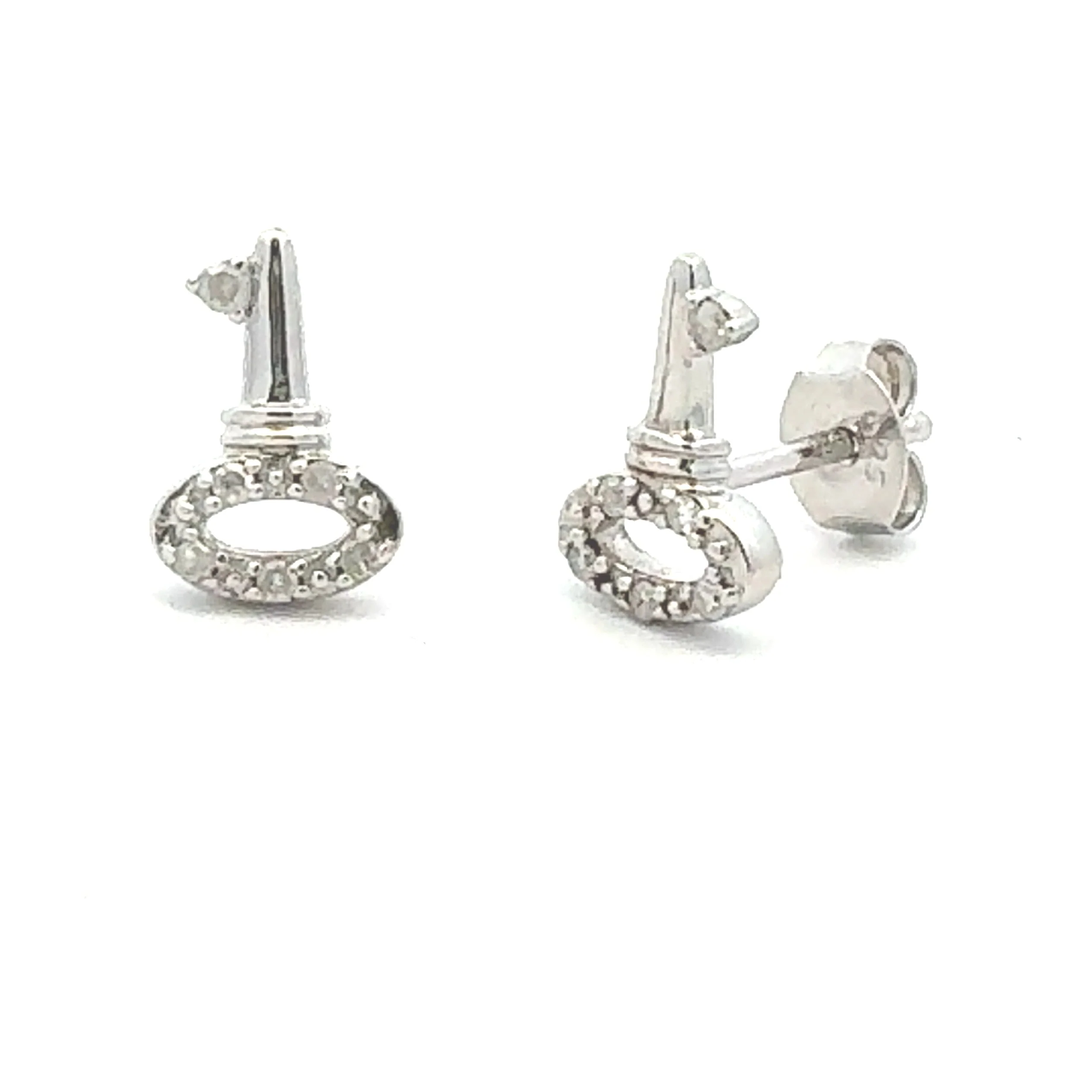 .03ct Diamond Earrings Sterling Silver - Image 3