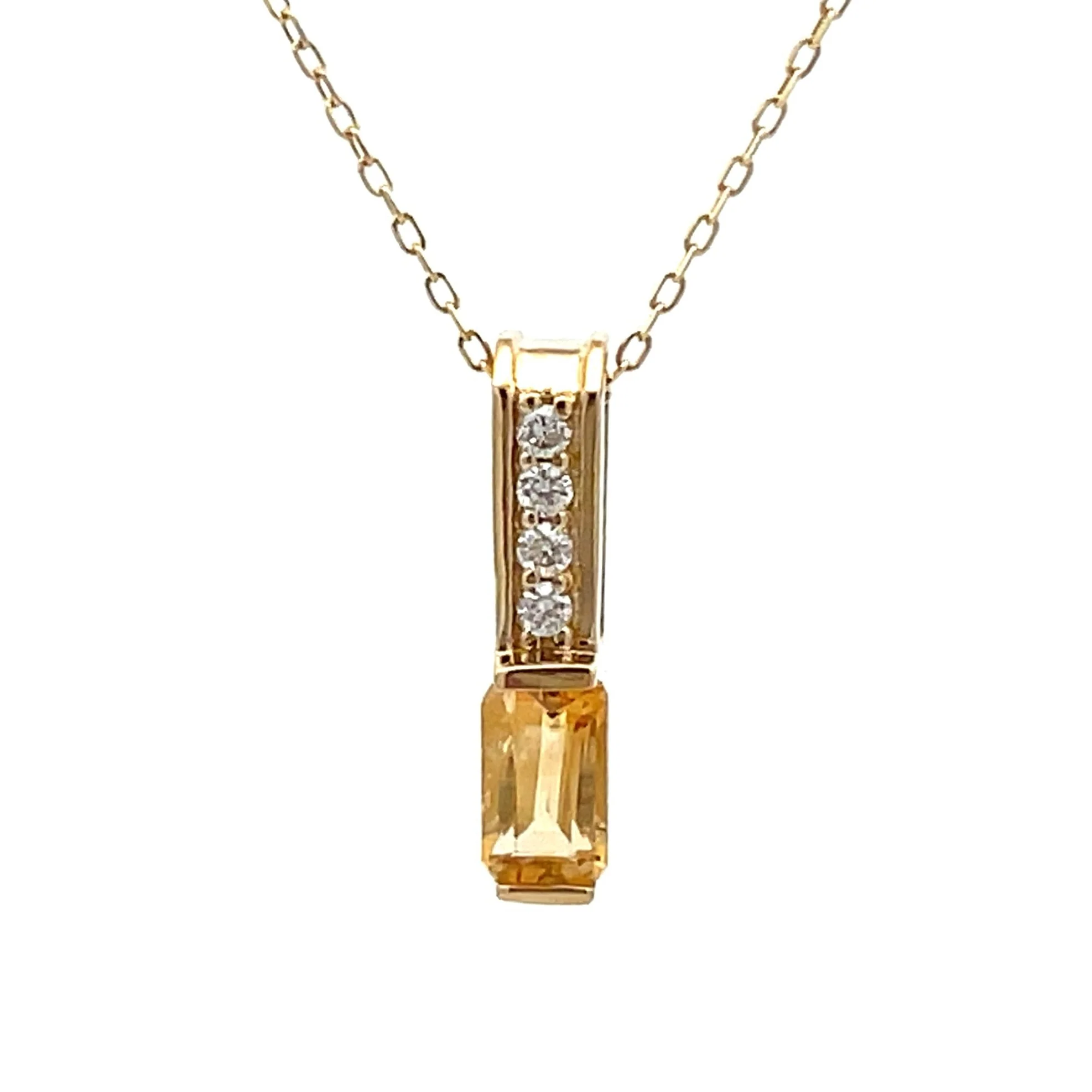 .06ct Citrine Diamond Fashion Pendants 10KT Yellow Gold - Image 3