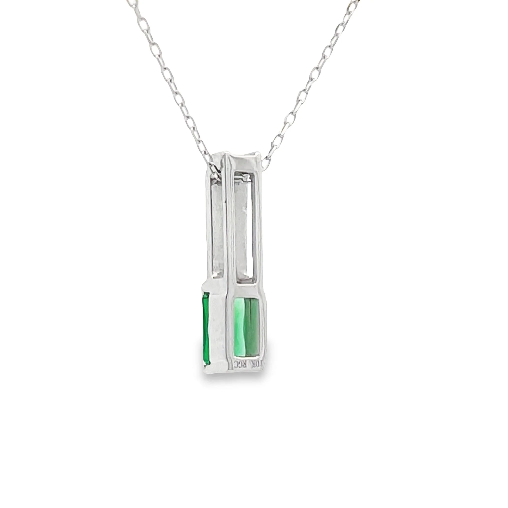 .06ct Created Emerald Fashion Pendants 10KT White Gold - Image 5