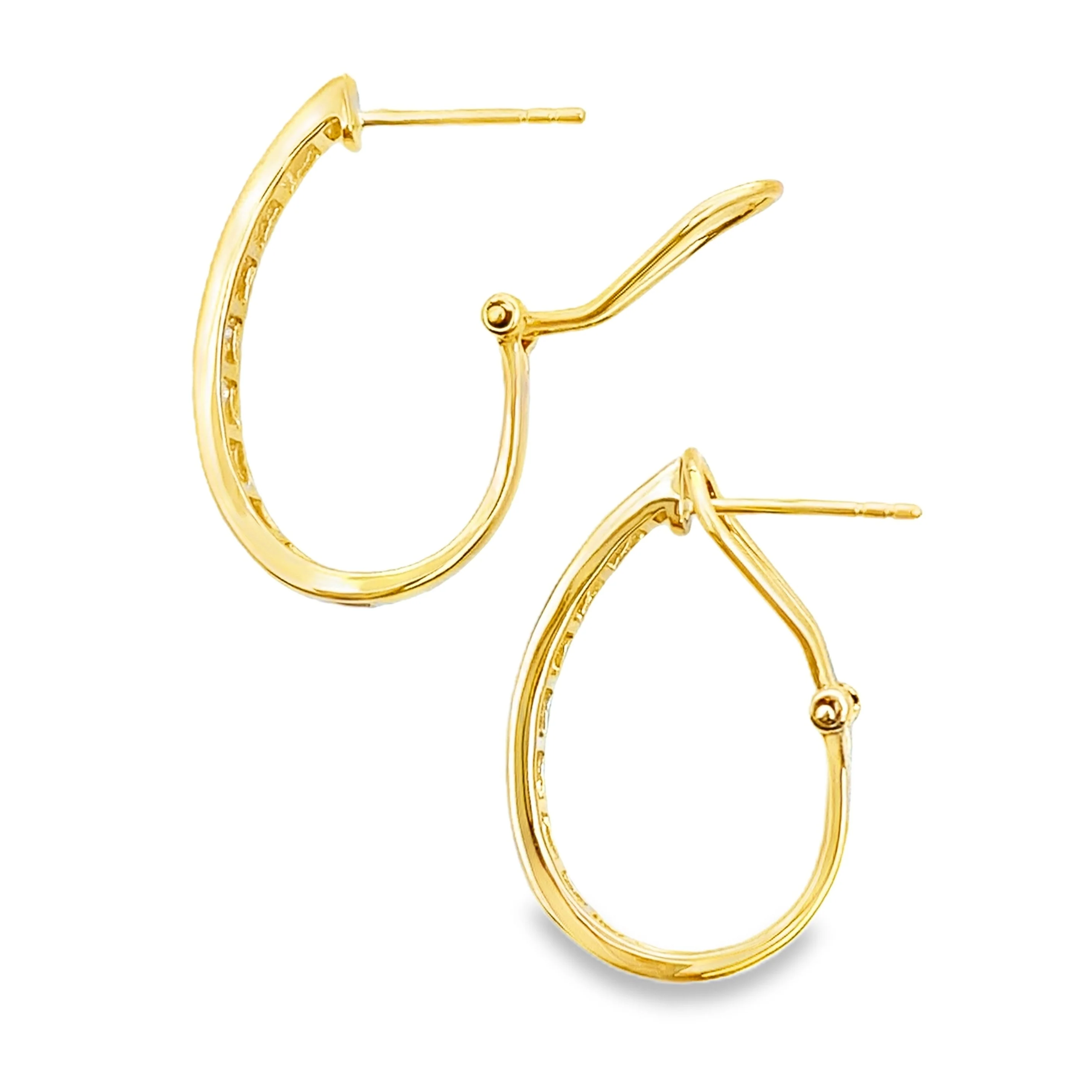 1.00ct Diamond Hoop Earrings 14KT Yellow Gold - Image 2