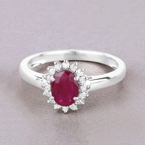 1.01 Carat Genuine Ruby and White Diamond 10K White Gold Ring - Image 4