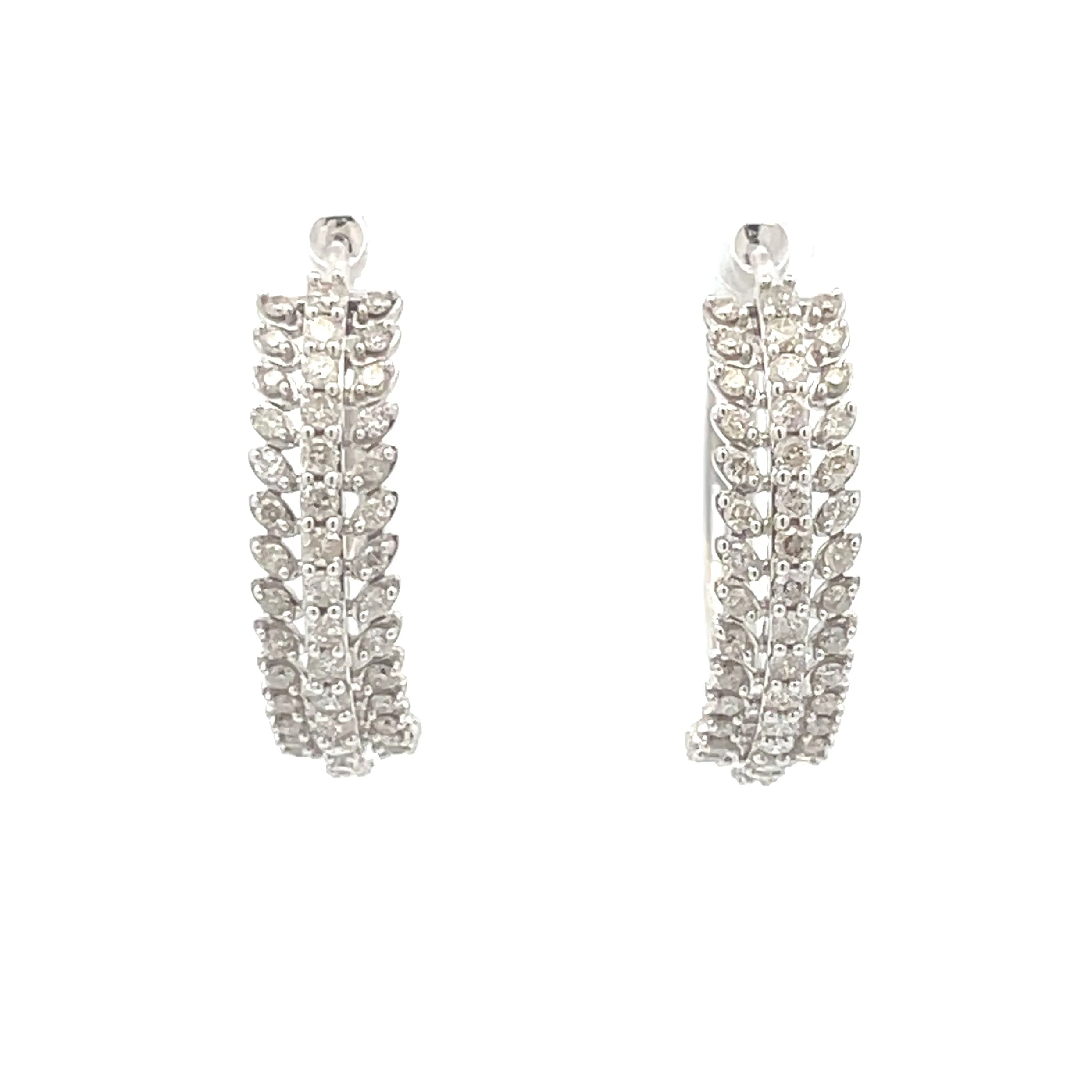 1.02ct Diamond Hoop Earrings 10KT White Gold