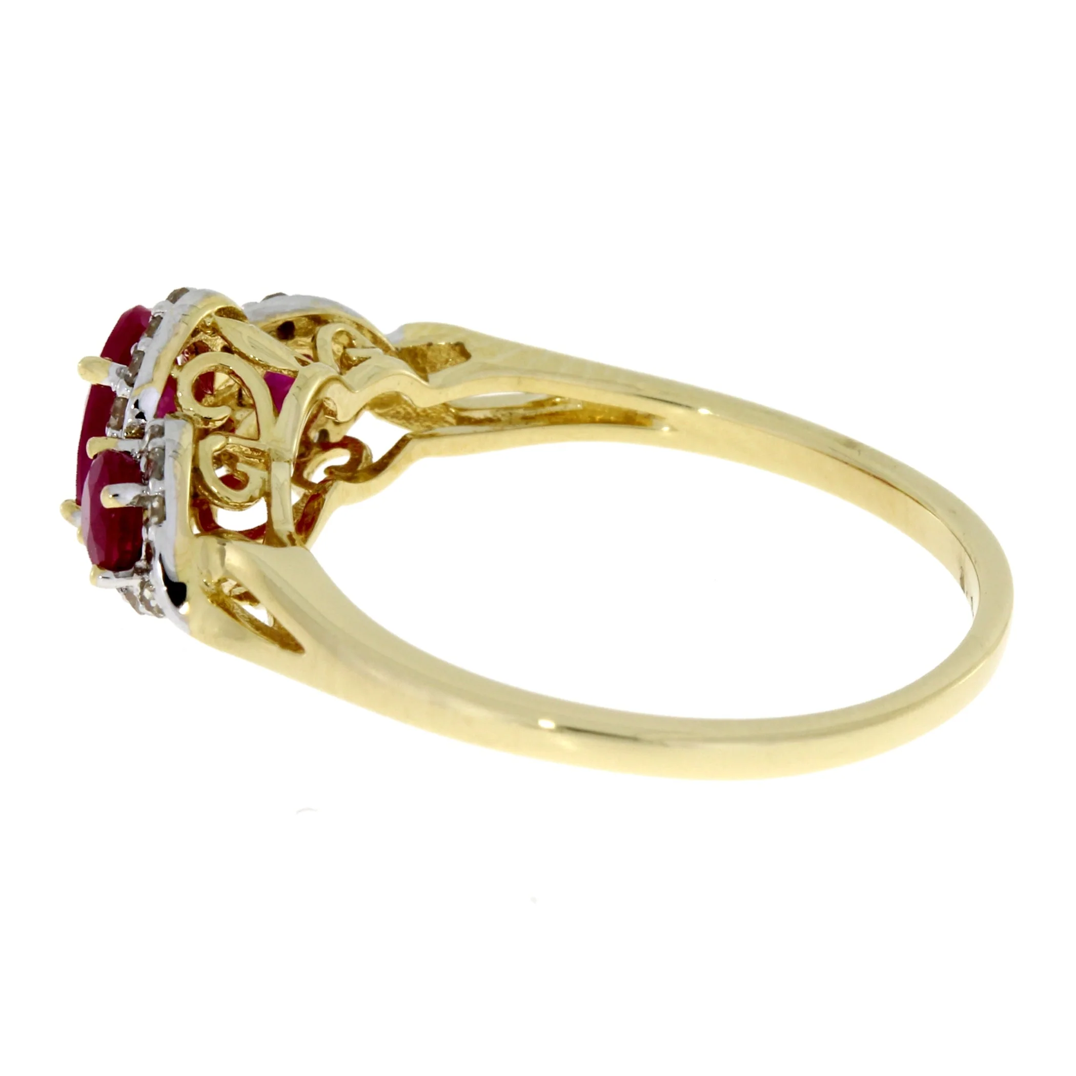 1.04ct Ruby Diamond 3 Stone Ring 14KT Yellow Gold - Image 2