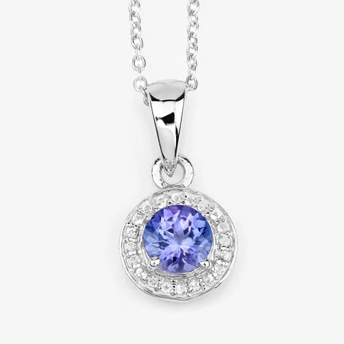1.05 Carat Genuine Tanzanite and White Topaz .925 Sterling Silver Pendant - Image 9