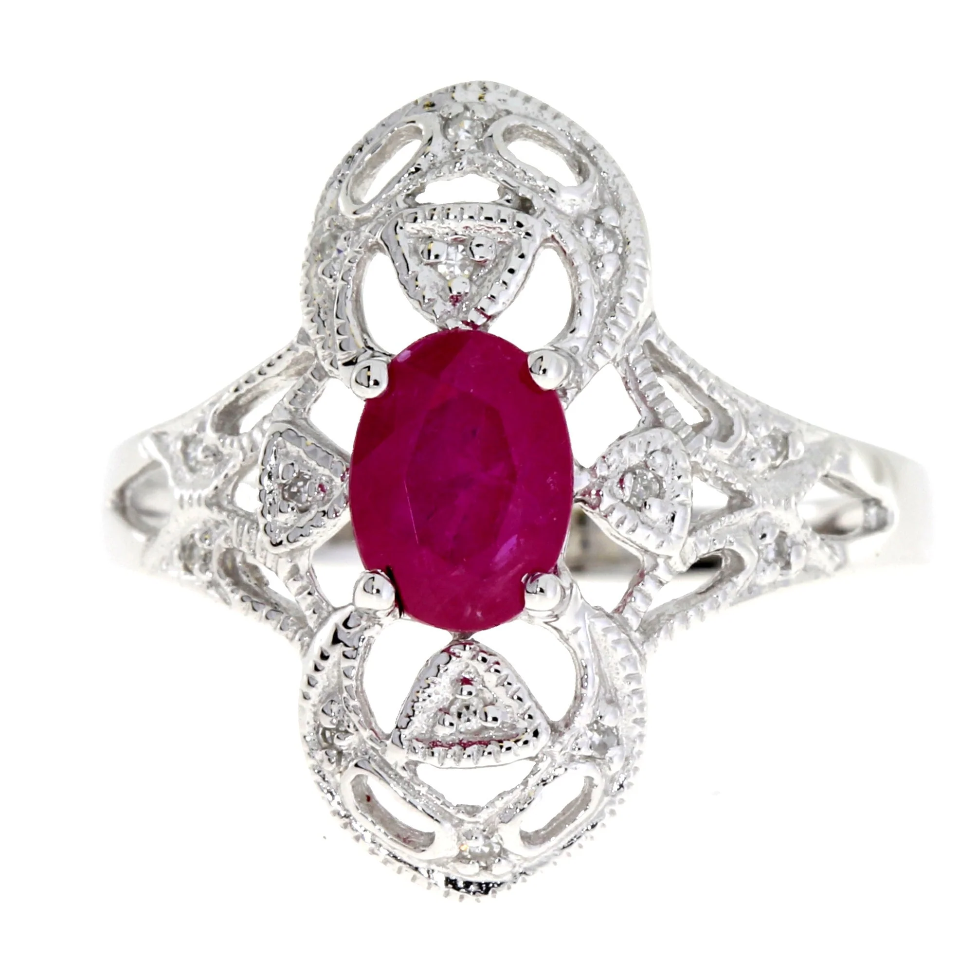 1.05ct Ruby Diamond Ring 10KT White Gold - Image 3