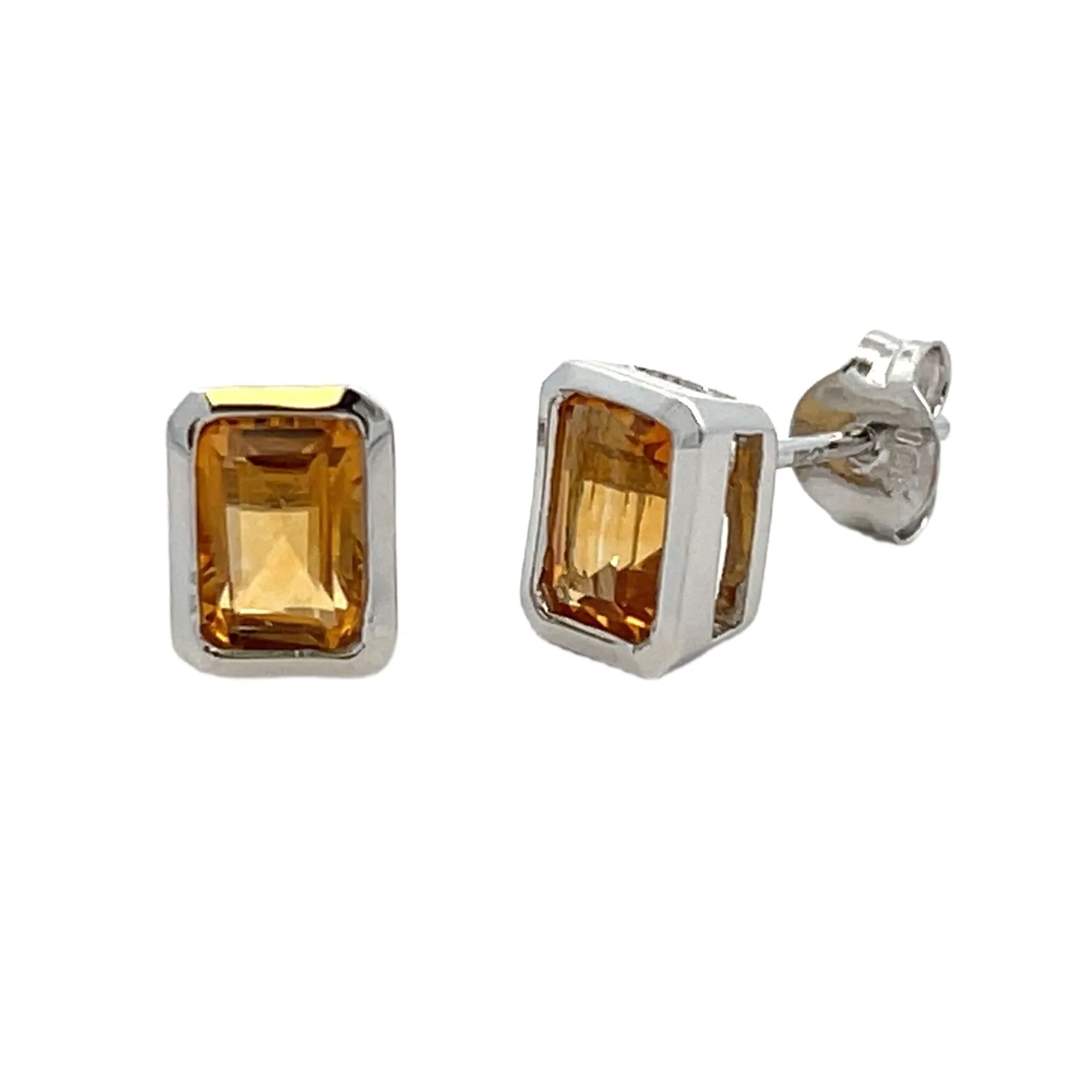 1.08ct Citrine Stud Earrings 10KT White Gold - Image 3