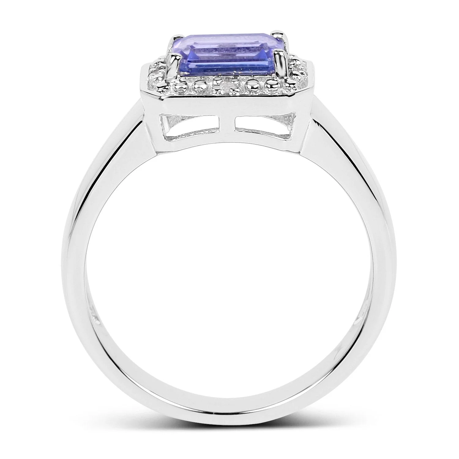 1.12 Carat Genuine Tanzanite and White Topaz .925 Sterling Silver Ring - Image 2
