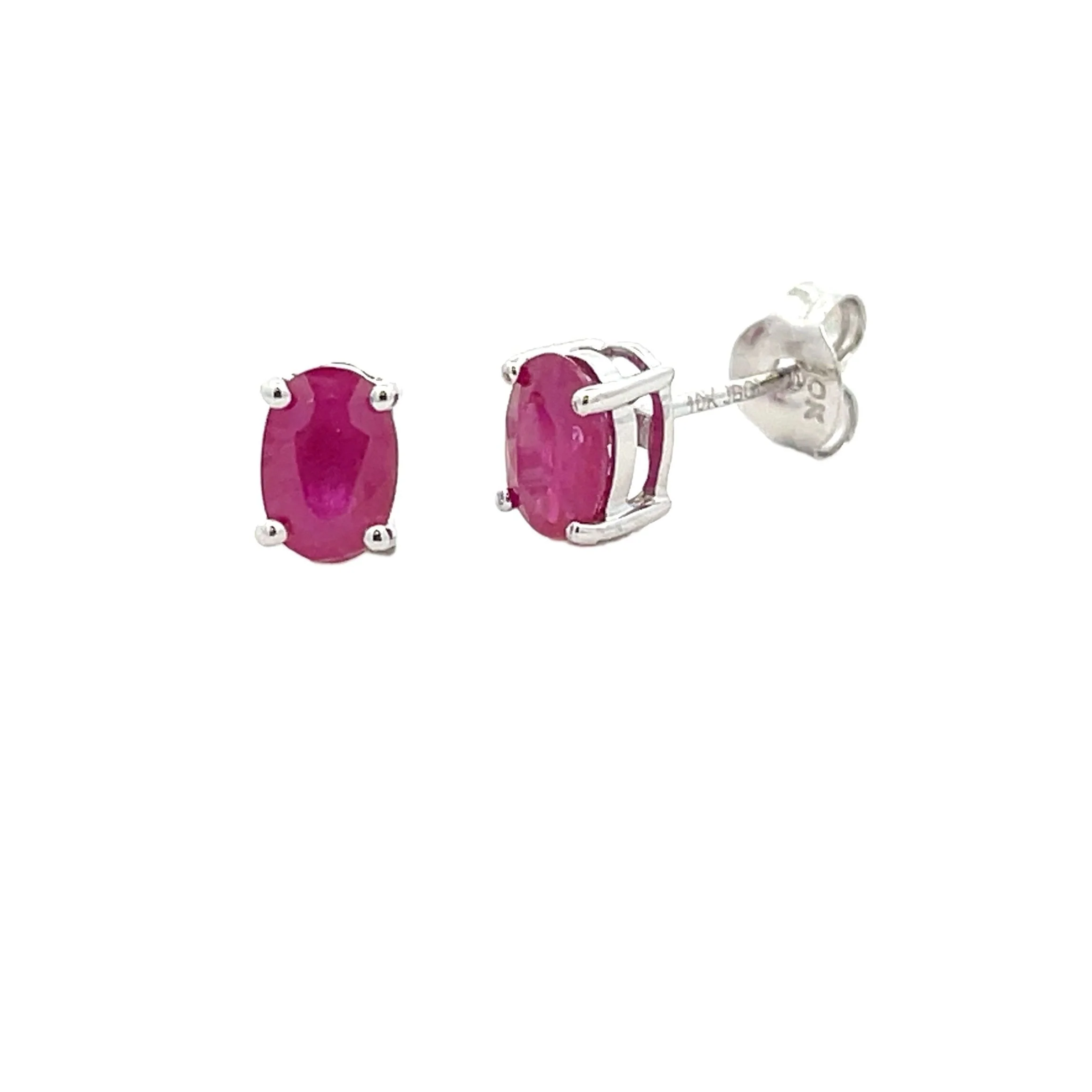 1.14ct Ruby Stud Earrings 10KT White Gold - Image 2