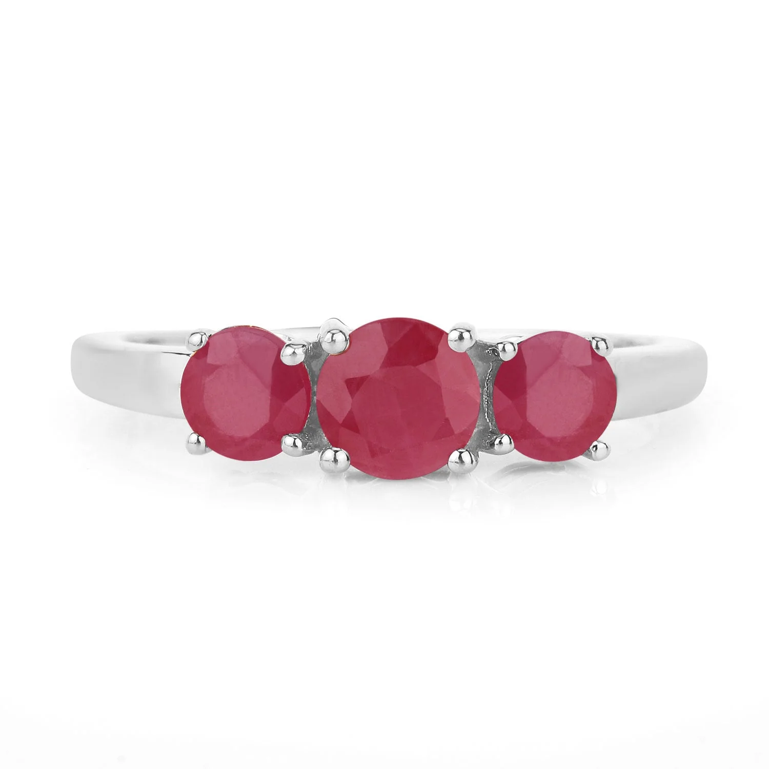1.15 Carat Genuine Ruby 14K White Gold Ring - Image 3