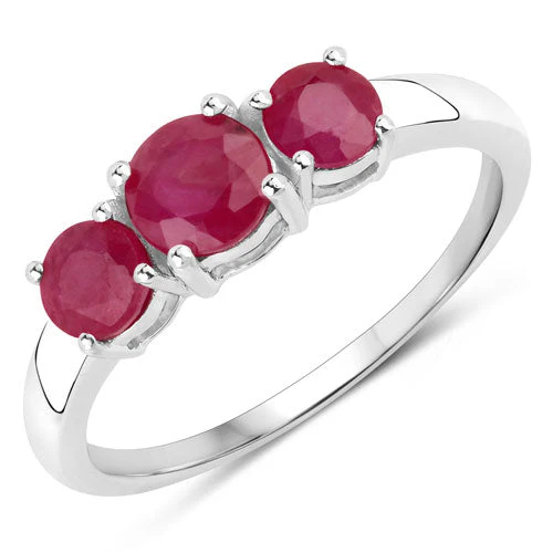 1.15 Carat Genuine Ruby 14K White Gold Ring - Image 5
