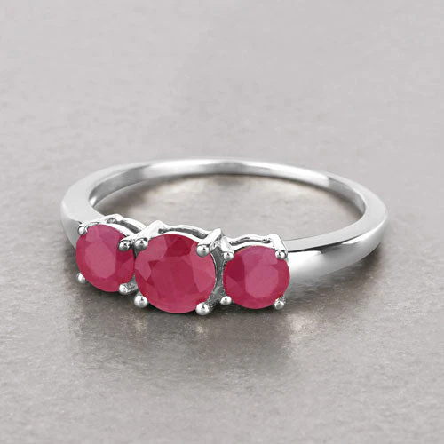 1.15 Carat Genuine Ruby 14K White Gold Ring - Image 8