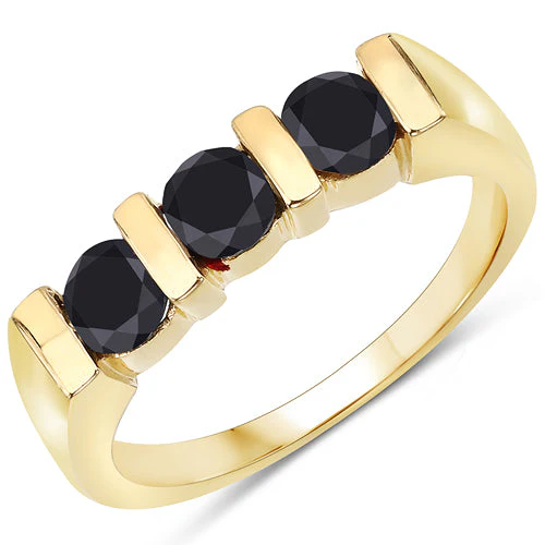 1.20 Carat Genuine Black Diamond .925 Sterling Silver Ring - Image 4