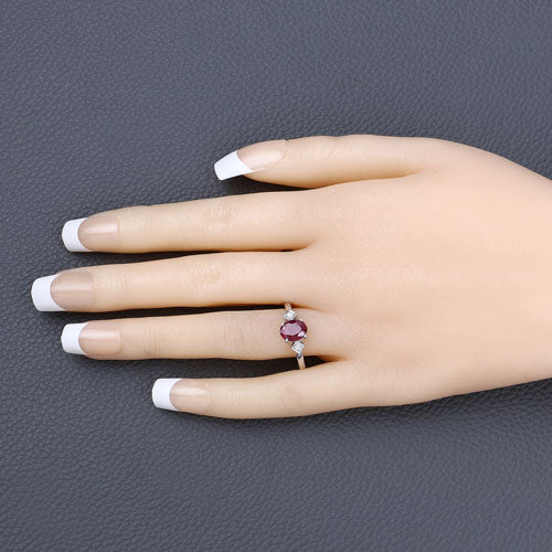 1.22 Carat Genuine Ruby and White Diamond 14K White Gold Ring - Image 5