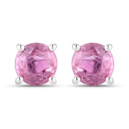 1.30 Carat Genuine Pink Sapphire 10K White Gold Earrings