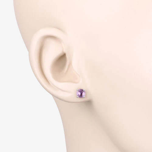 1.30 Carat Genuine Pink Sapphire 10K White Gold Earrings - Image 5