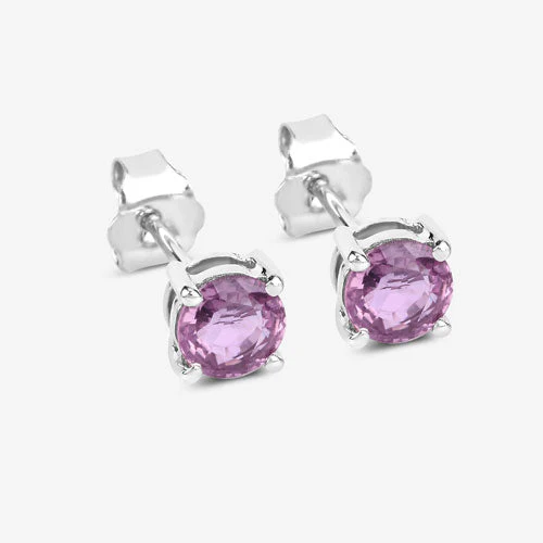 1.30 Carat Genuine Pink Sapphire 10K White Gold Earrings - Image 6