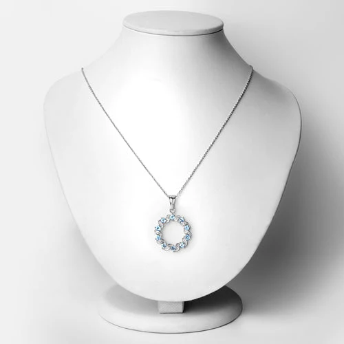 1.30 Carat Genuine Swiss Blue Topaz and White Topaz .925 Sterling Silver Pendant - Image 6