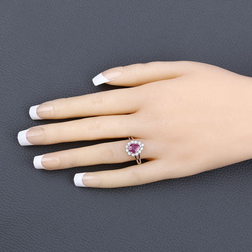 1.31 Carat Genuine Ruby and White Diamond 10K White Gold Ring - Image 5