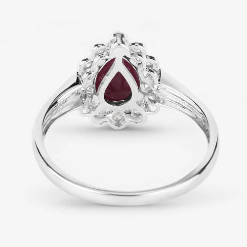 1.31 Carat Genuine Ruby and White Diamond 14K White Gold Ring - Image 7