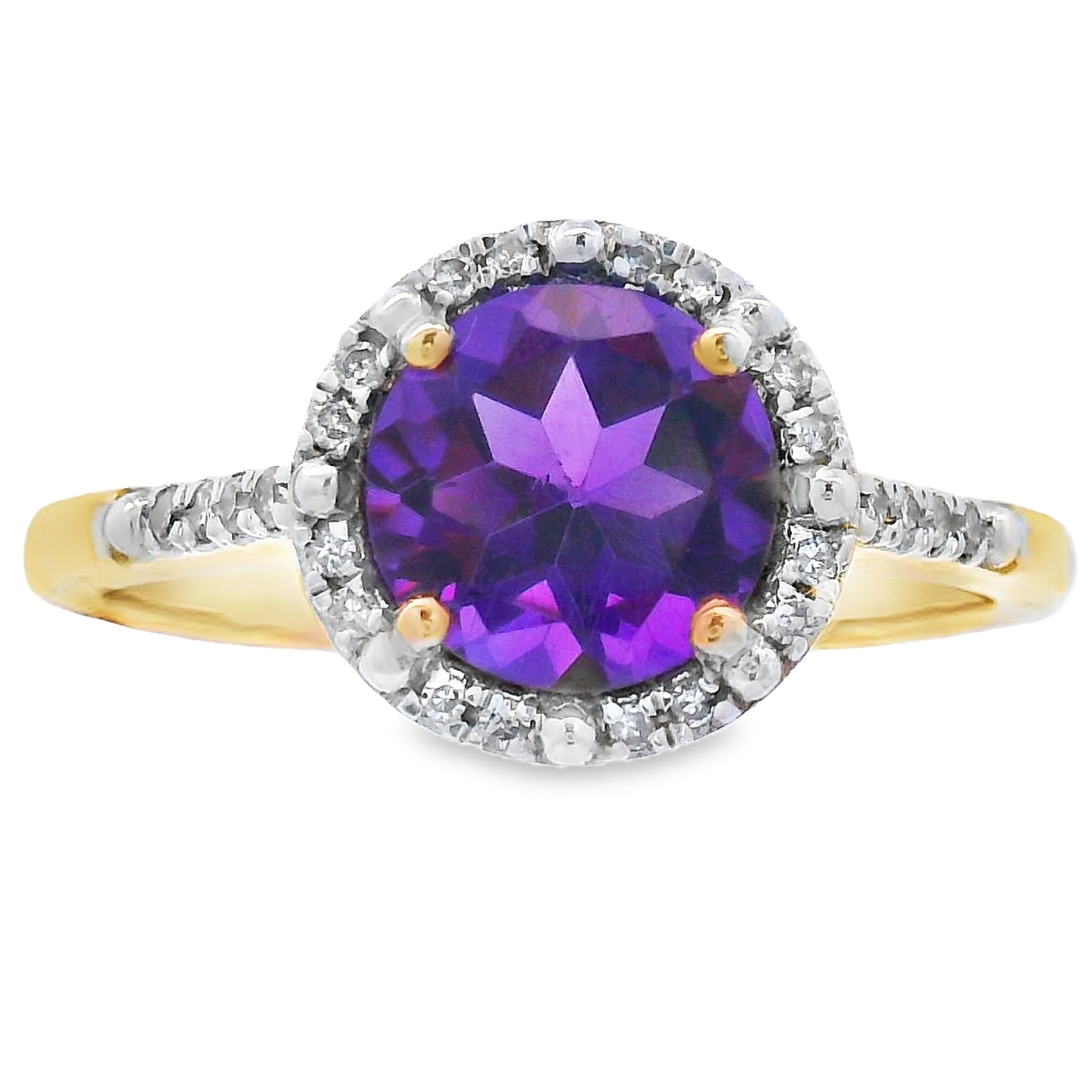 1.35ct Amethyst Diamond Ring 10KT Yellow Gold