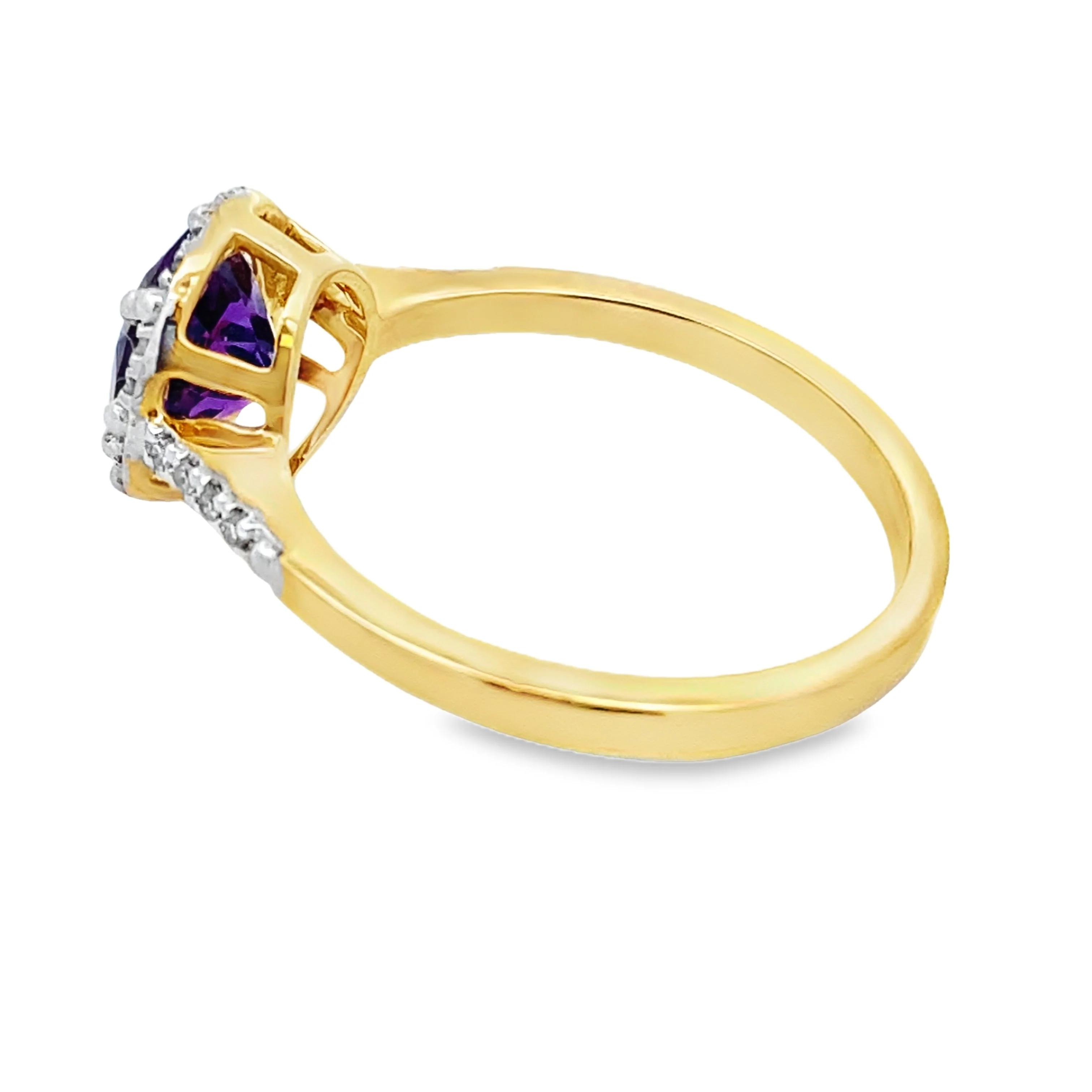 1.35ct Amethyst Diamond Ring 10KT Yellow Gold - Image 2