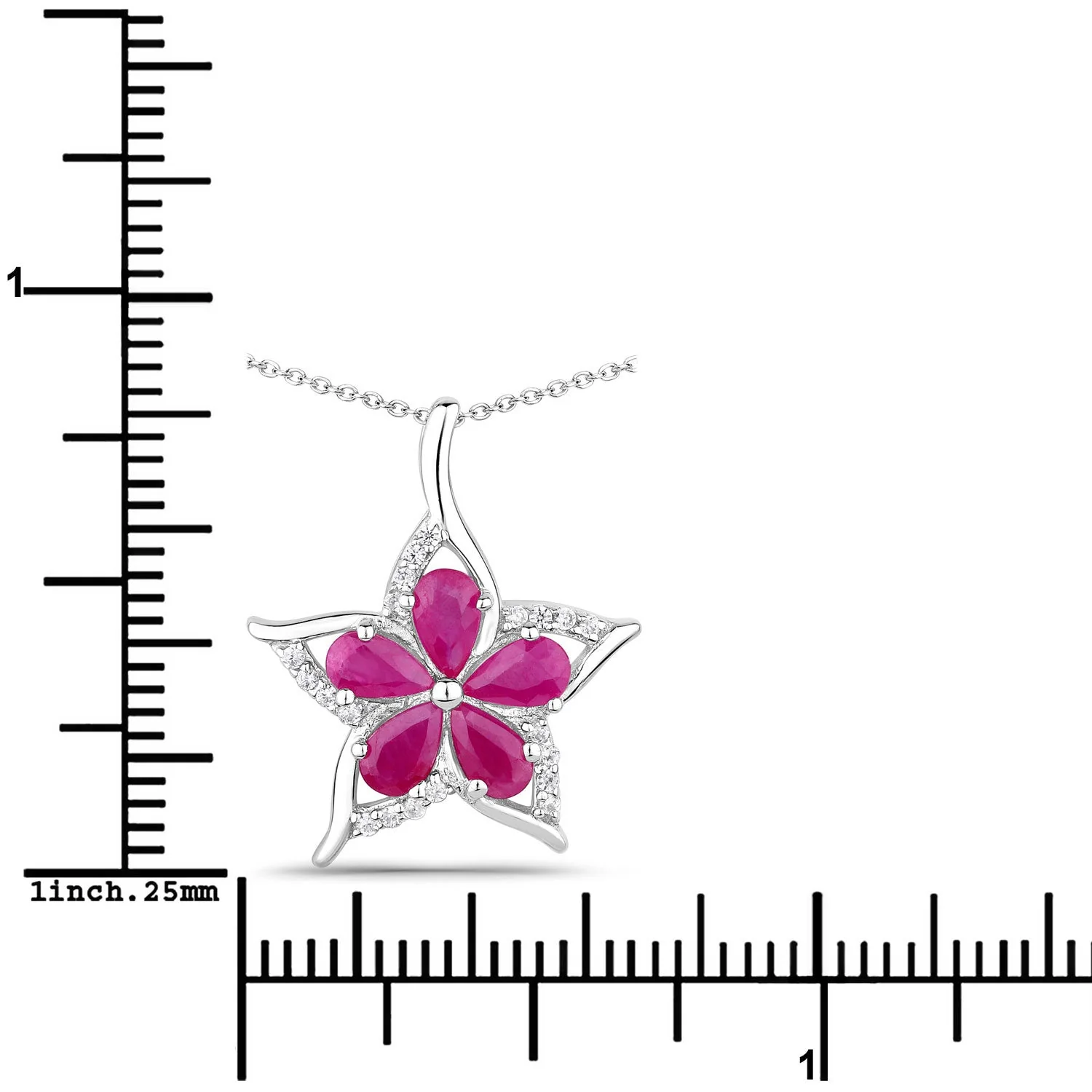 1.37 Carat Genuine Ruby and White Zircon .925 Sterling Silver Pendant - Image 3