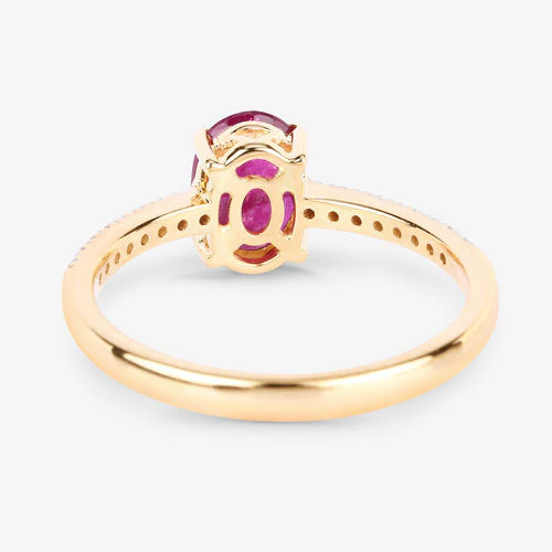 1.43 Carat Genuine Ruby and White Diamond 14K Yellow Gold Ring - Image 7