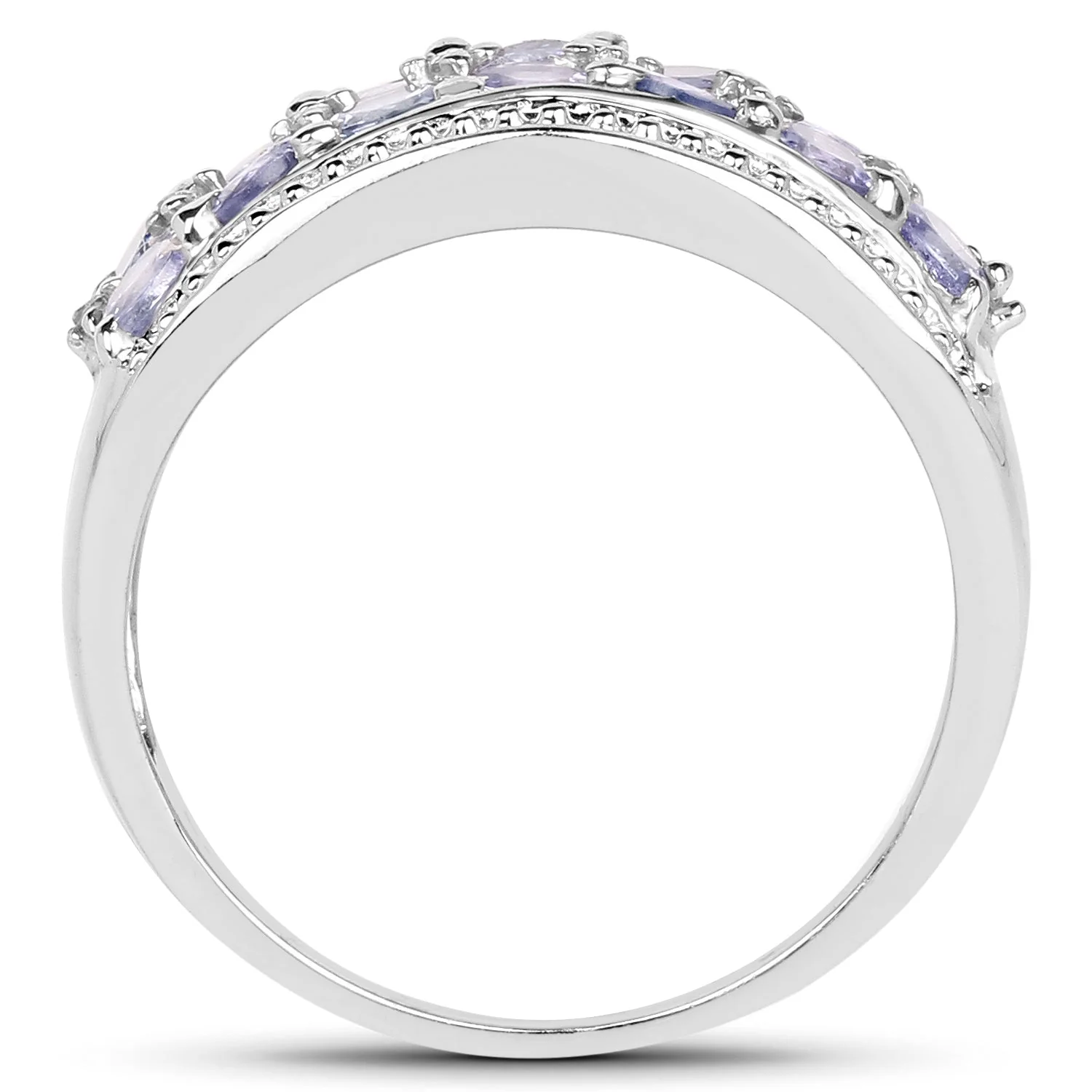 1.44 Carat Genuine Tanzanite & White Topaz .925 Sterling Silver Ring - Image 2