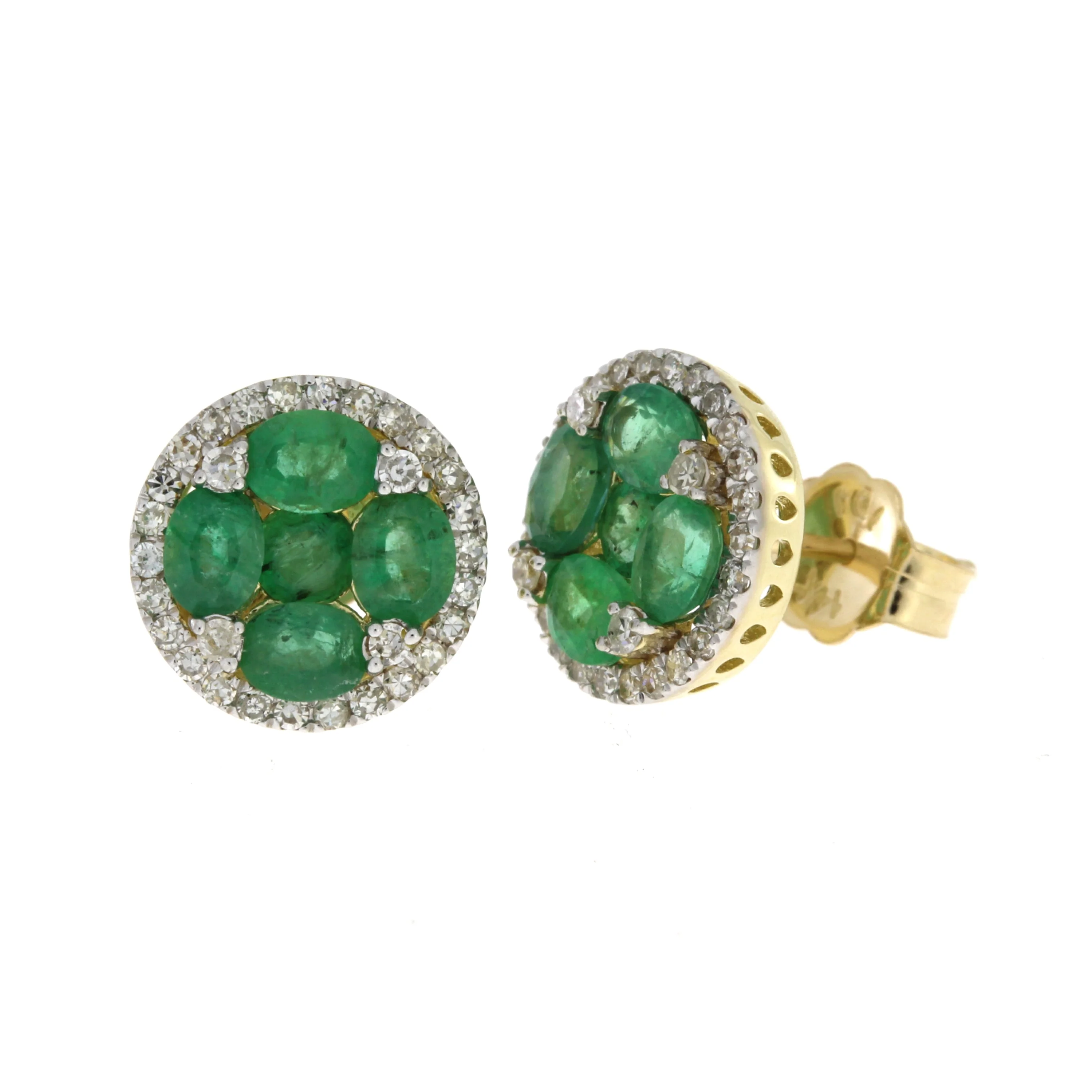 1.46ct Emerald Diamond Stud Earrings 14KT Yellow Gold - Image 3