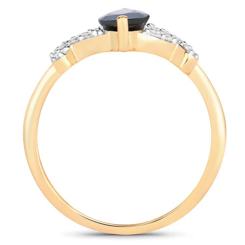 1.50 Carat Genuine Blue Sapphire and White Diamond 14K Yellow Gold Ring - Image 2