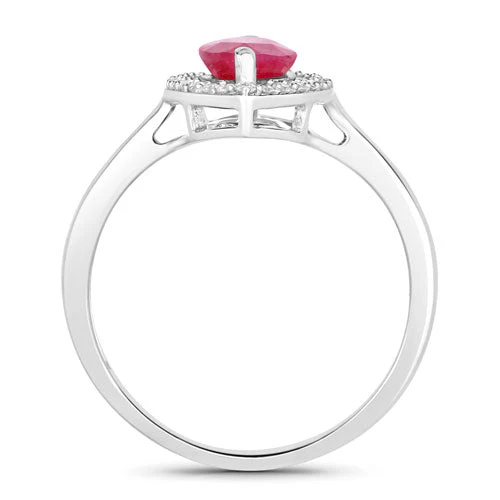 1.52 Carat Genuine Ruby and White Diamond 10K White Gold Ring - Image 2