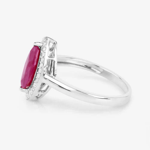 1.52 Carat Genuine Ruby and White Diamond 10K White Gold Ring - Image 6