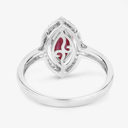 1.52 Carat Genuine Ruby and White Diamond 10K White Gold Ring - Image 7