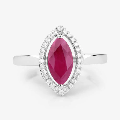 1.52 Carat Genuine Ruby and White Diamond 10K White Gold Ring - Image 8