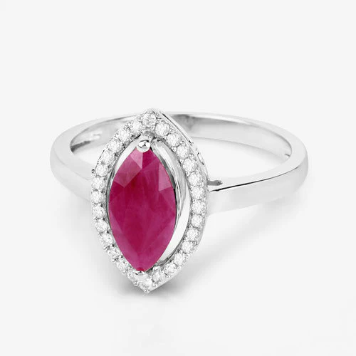 1.52 Carat Genuine Ruby and White Diamond 10K White Gold Ring - Image 9