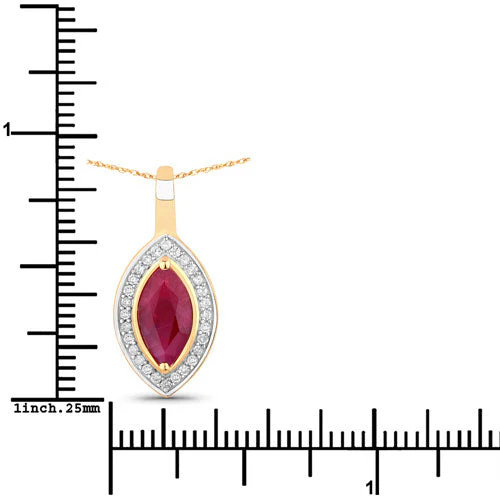 1.52 Carat Genuine Ruby and White Diamond 10K Yellow Gold Pendant - Image 3