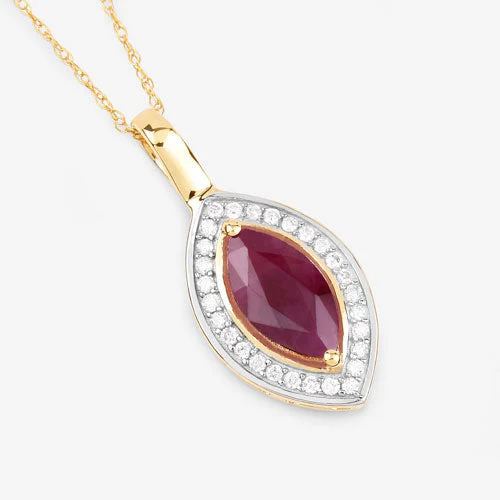 1.52 Carat Genuine Ruby and White Diamond 10K Yellow Gold Pendant - Image 7