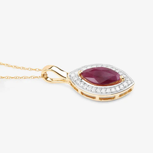 1.52 Carat Genuine Ruby and White Diamond 10K Yellow Gold Pendant - Image 8